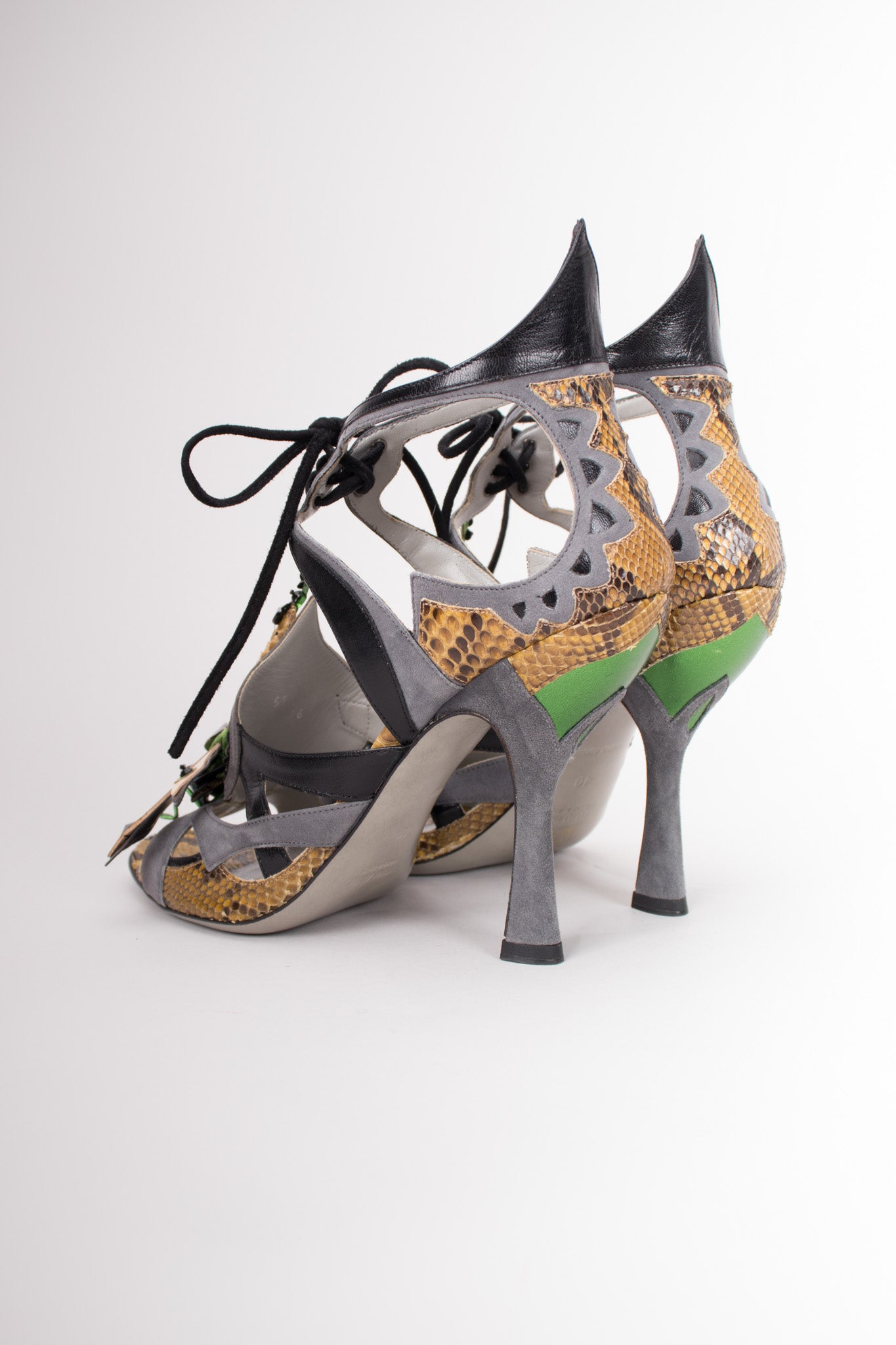 Miu Miu Snakeskin Embellished Dragonly Heels