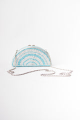 Vintage Nordstrom Rhinestone Fan Taco Clutch Minaudière