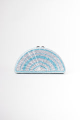 Vintage Nordstrom Rhinestone Fan Taco Clutch Minaudière