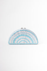 Vintage Nordstrom Rhinestone Fan Taco Clutch Minaudière