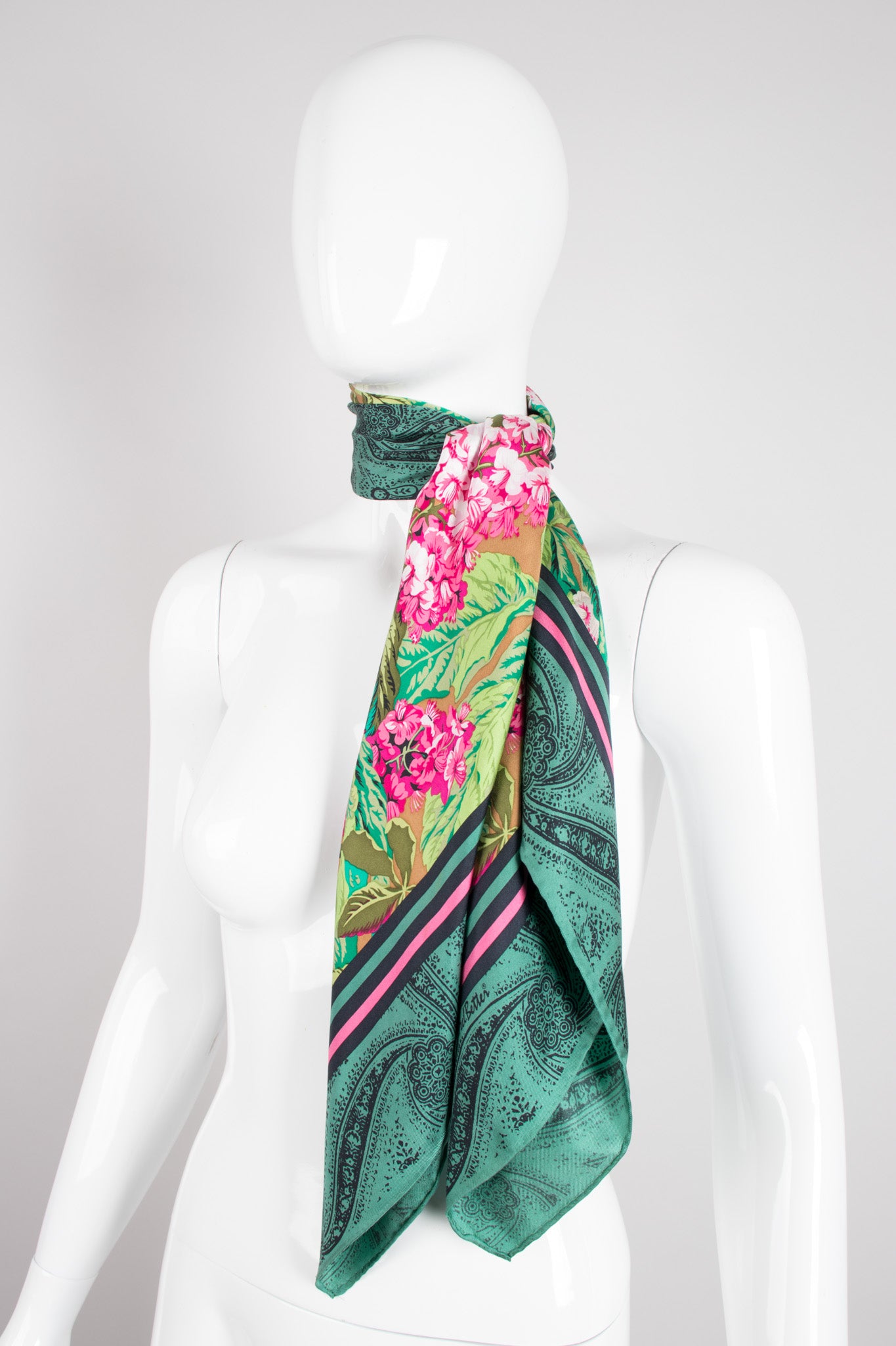 Oscar de la Renta Silk Floral Cherry Blossom Scarf