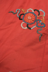 Vintage Coral Chinese Dragon Carp Embroidered Jacket