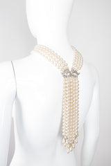 Vintage Waterfall Pearl Neckerchief Necklace Lariat Bolo Tie