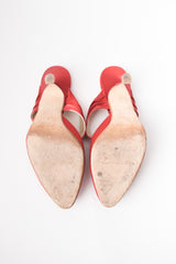 Peter Fox Knot Red Satin Almond Toe Heeled Mules