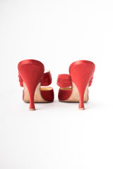 Peter Fox Knot Red Satin Almond Toe Heeled Mules