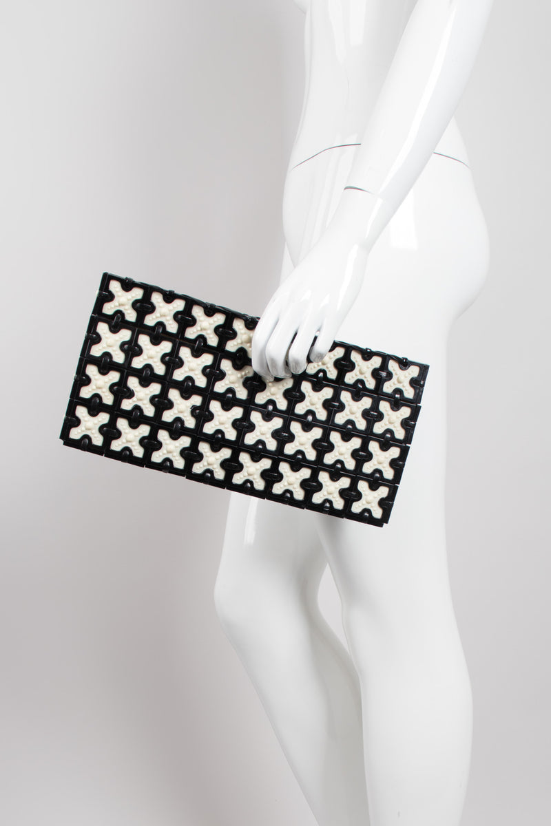 Plastic cross Tile Vintage Clutch Purse 1940s 1950s