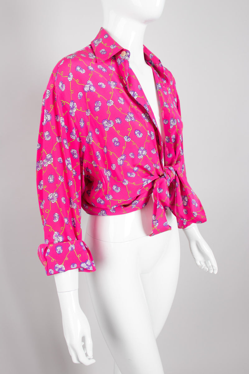 Emilio Pucci Vintage Pink Purple Bright Floral Silk Shirt