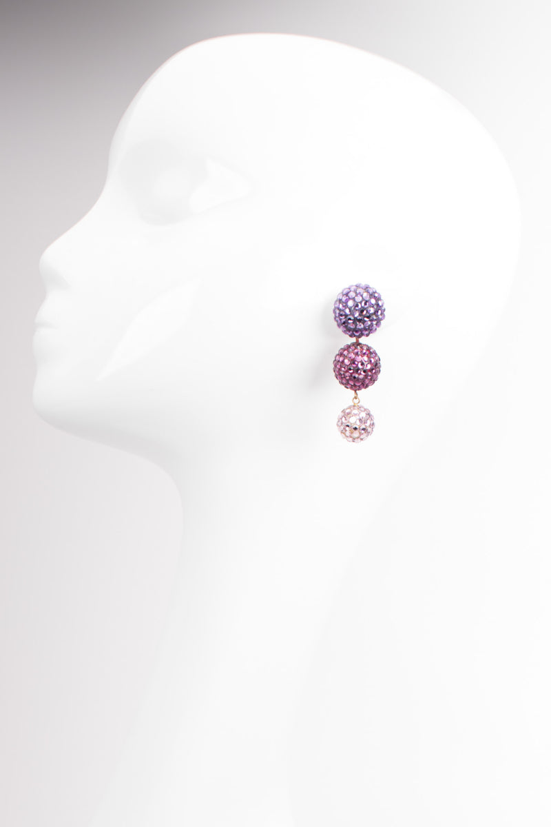 Richard Kerr Rhinestone Crystal Ombré Ball Drop Earrings