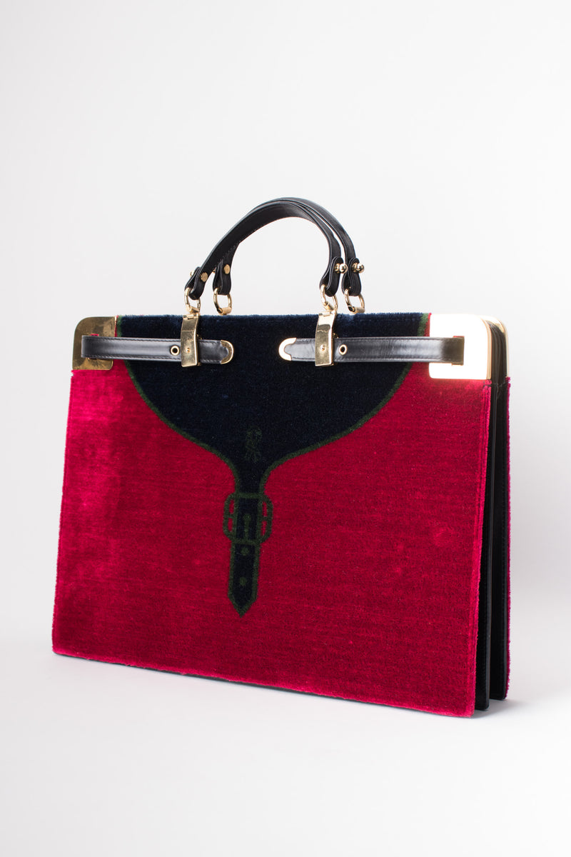 Roberta Di Camerino Signature Vintage Colorblock Velvet Briefcase Laptop Bag Portfolio