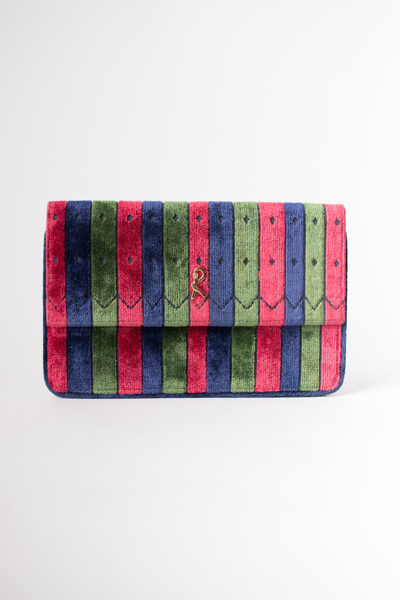 Roberta Di Camerino Velvet Striped Envelope Clutch