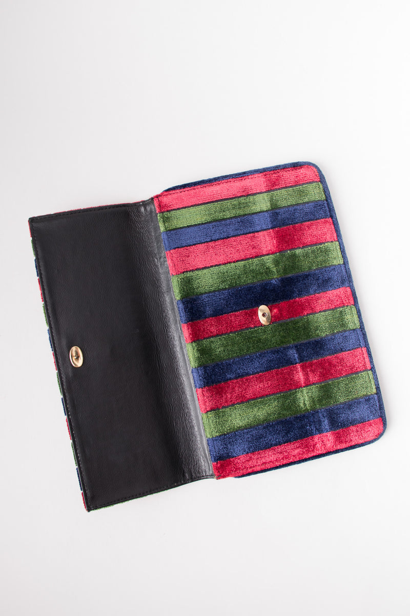 Roberta Di Camerino Velvet Striped Envelope Clutch