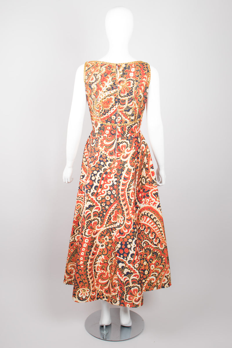 Malcolm Starr Embellished Wave Print Cutout Dress