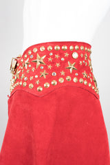 K.Baumann Embellished Studded Suede Fringe Overskirt Belt