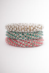 Tricolor Rhinestone Bangle Bracelet Set