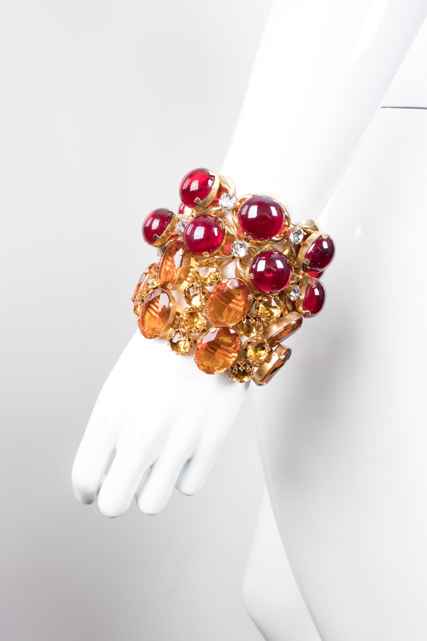 Vintage 60s Maraschino Cherry Polished Glass Stone Bracelet