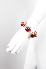 Vintage 60s Maraschino Cherry Polished Glass Stone Bracelet