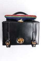 Vintage Roberta di Camerino Velvet Stripe Leather Accordion Bag scratches at Recess LA