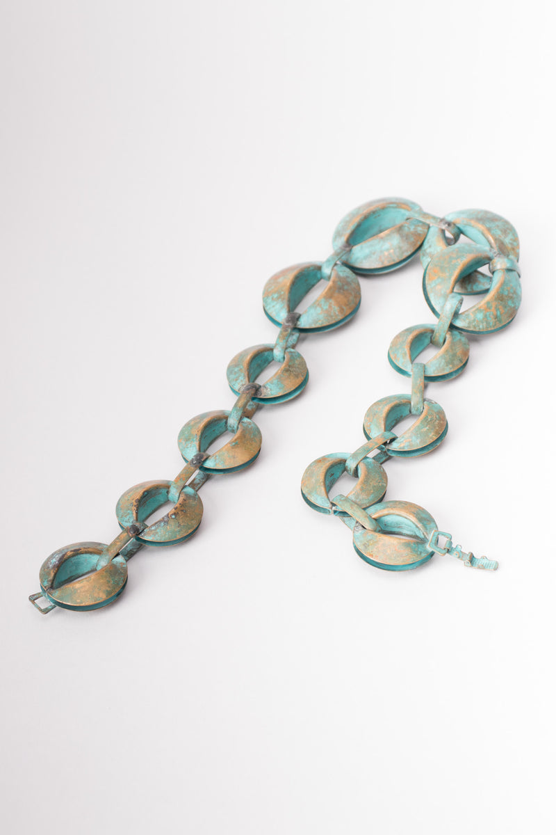 Patina Fortune Oval Link Collar Necklace & Earring Set