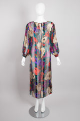 Sheer Silk Chiffon Gold Lamé Floral Poppy Print Dress