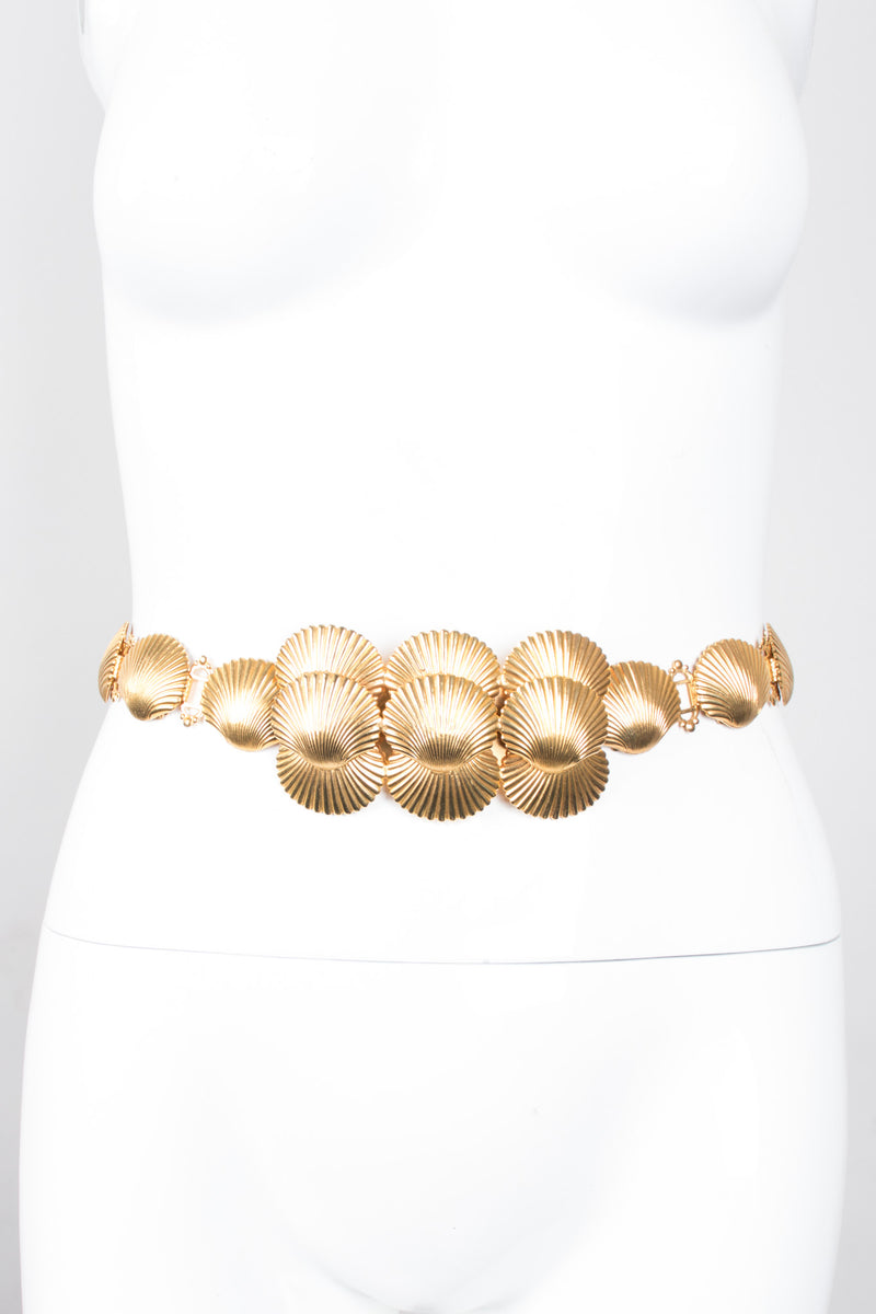 William De Lillo Vintage Golden Seashell Mermaid Belt