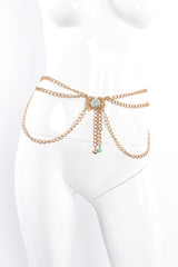 Vintage Turquoise Filigree Draped Chain Harness on Mannequin as belt at Recess Los Angeles