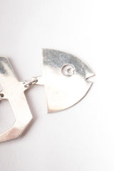 Mexican 950 Silver Fishbone Earrings