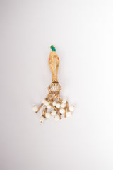 Vintage Beaded Rattler Snake Serpent Tassel Brooch