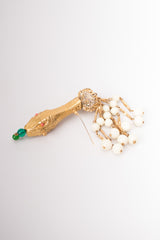 Vintage Beaded Rattler Snake Serpent Tassel Brooch