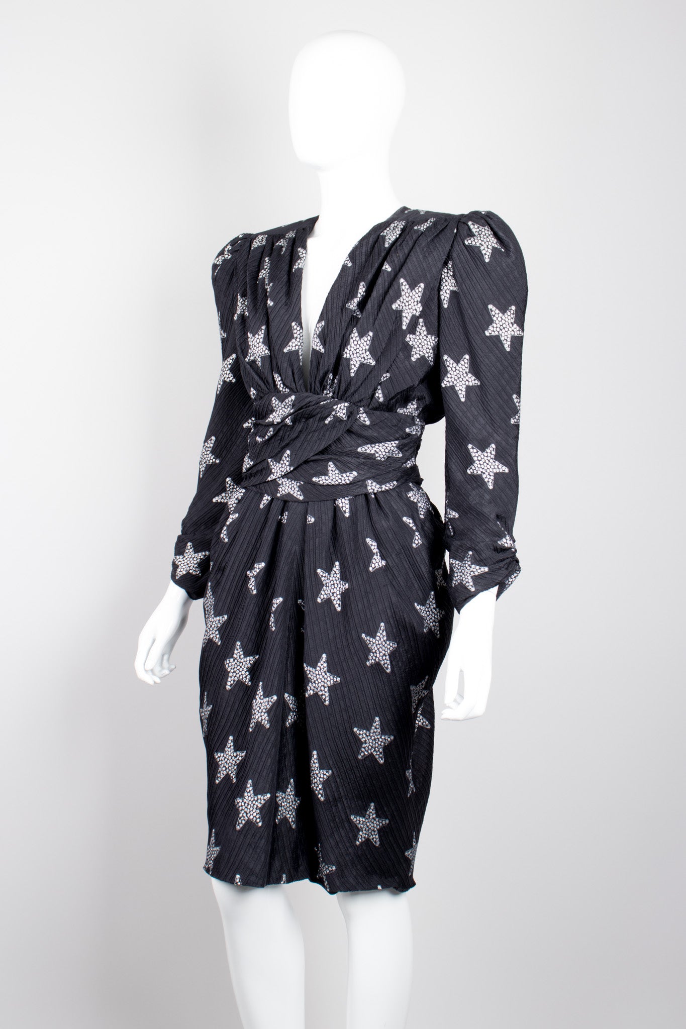 Lanvin Vintage Film Noir Silver Stars Dress