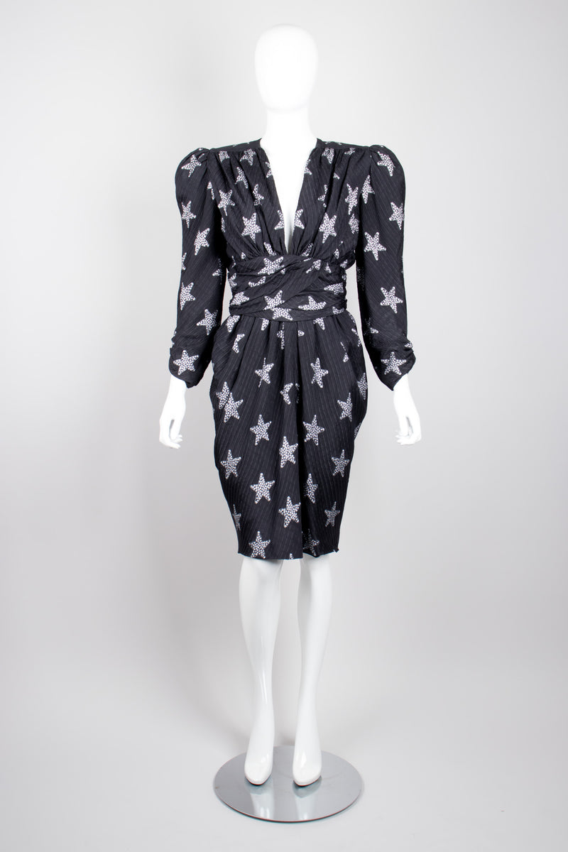 Lanvin Vintage Film Noir Silver Stars Dress