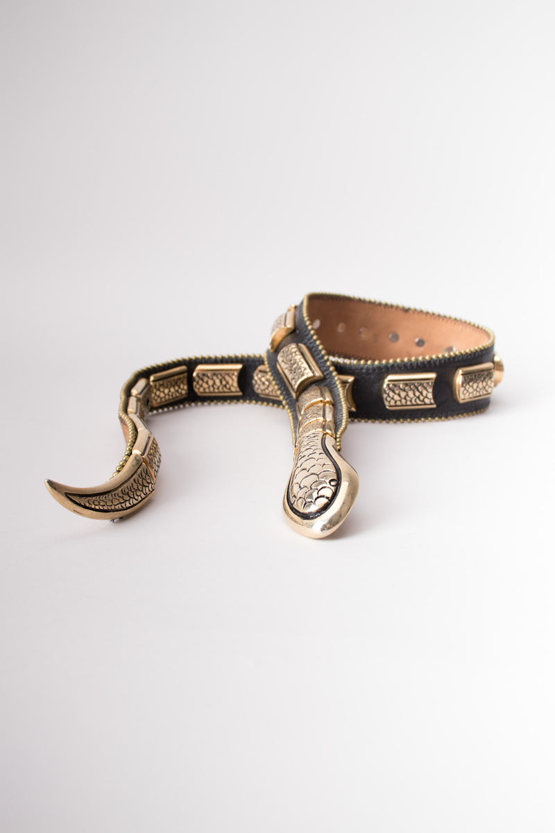 Streets Ahead Vintage 90s Leather Metal Snake Belt