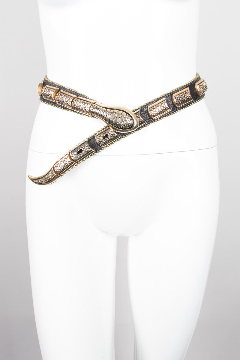 Streets Ahead Vintage 90s Leather Metal Snake Belt