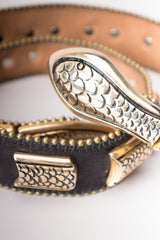 Streets Ahead Vintage 90s Leather Metal Snake Belt