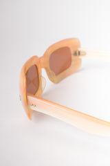 Retro Rectangle Peachy Pink Mother of Pearl Sunglasses