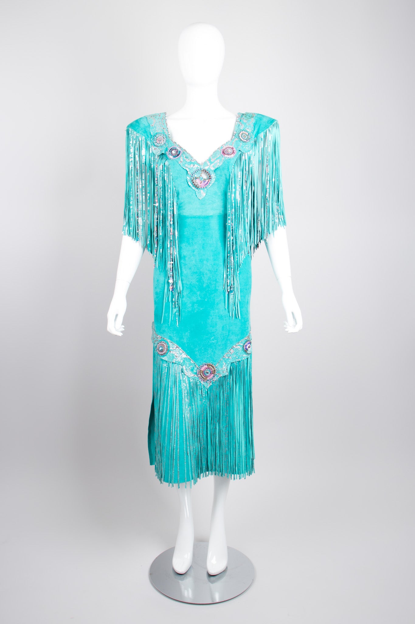 Vintage Suede Festival Fringe Pocahontas Dress