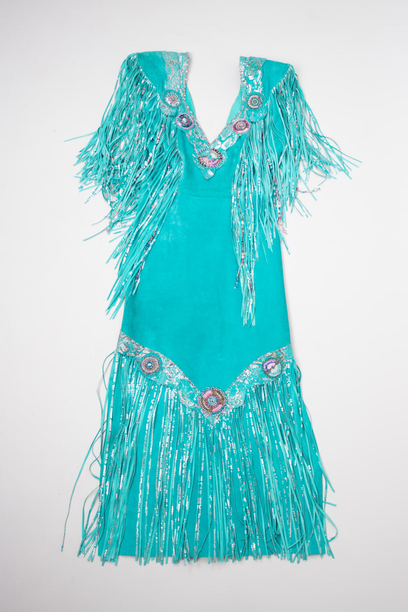 Vintage Suede Festival Fringe Pocahontas Dress