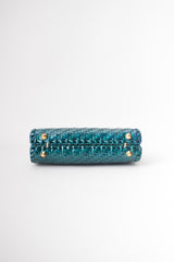 Aldo D'Oro Italy Teal Wicker Shoulder Bag