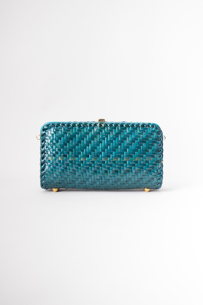 Aldo D'Oro Italy Teal Wicker Shoulder Bag