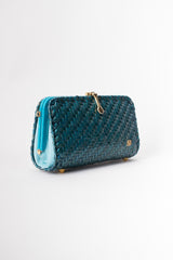 Aldo D'Oro Italy Teal Wicker Shoulder Bag