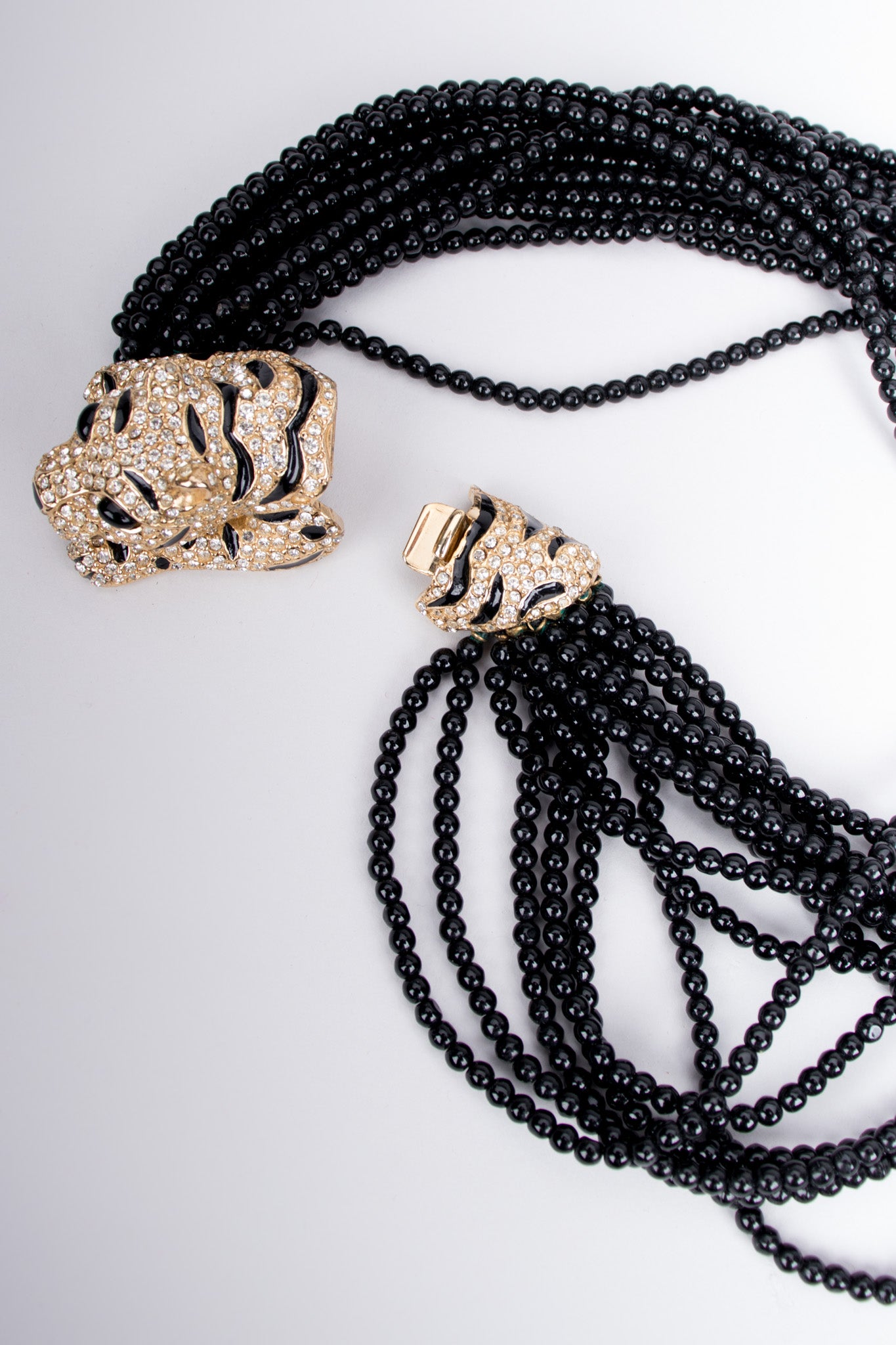 Ciner Beaded Crouching Tiger Collar Choker Necklace