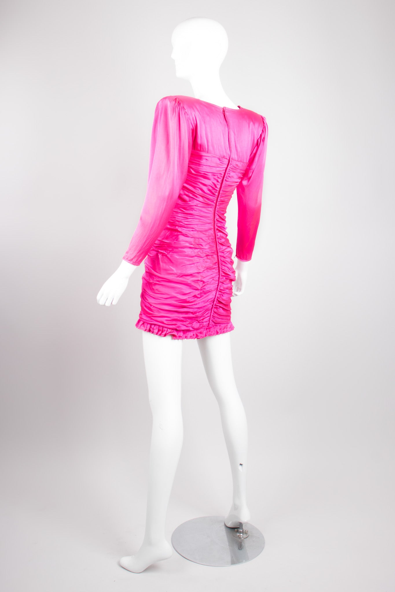 Emanuel Ungaro Parallèle Florescent Hot Pink Gathered Mini Dress