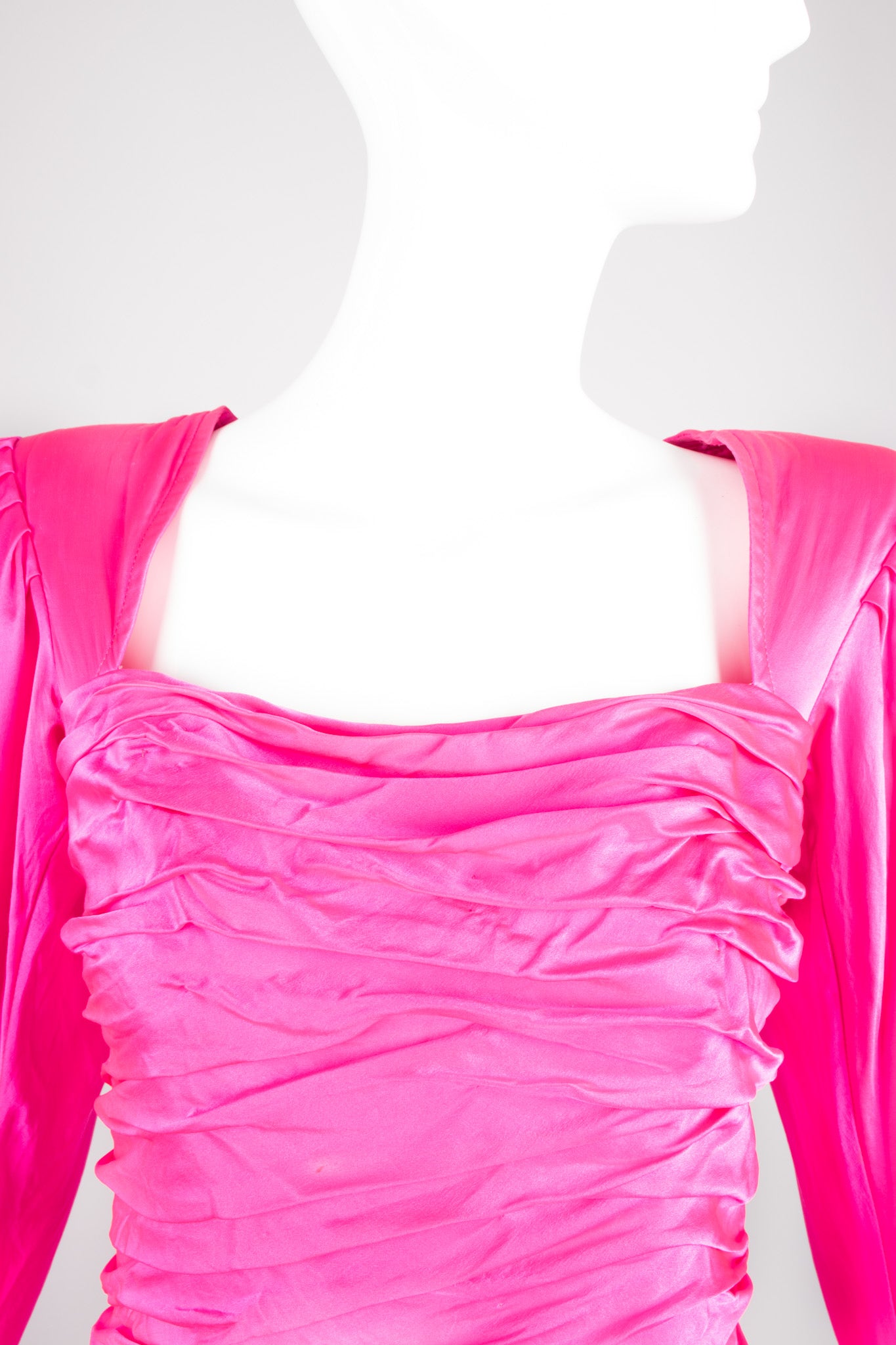 Emanuel Ungaro Parallèle Florescent Hot Pink Gathered Mini Dress