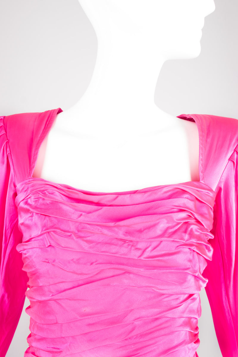 Emanuel Ungaro Parallèle Florescent Hot Pink Gathered Mini Dress