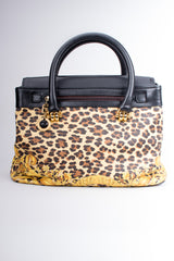 Gianni Versace Baroque Wild Flower Leopard Print Leather PVC Doctor Bag