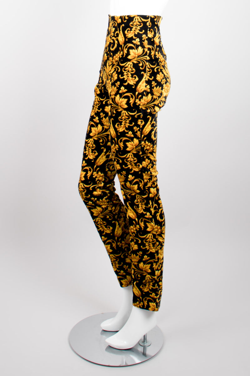 Gianni Versace Baroque Velvet Print Cigarette Pant