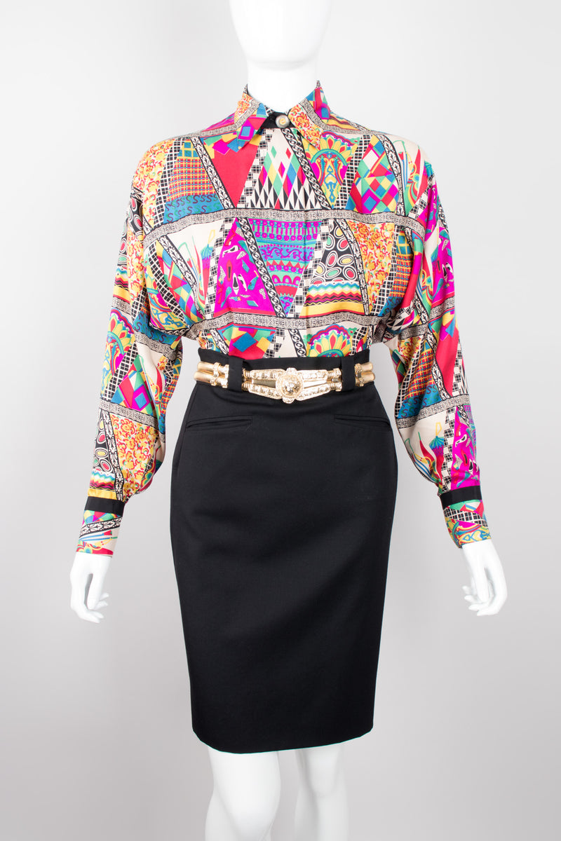 Gianni Versace Mixed Print Silk Shirt