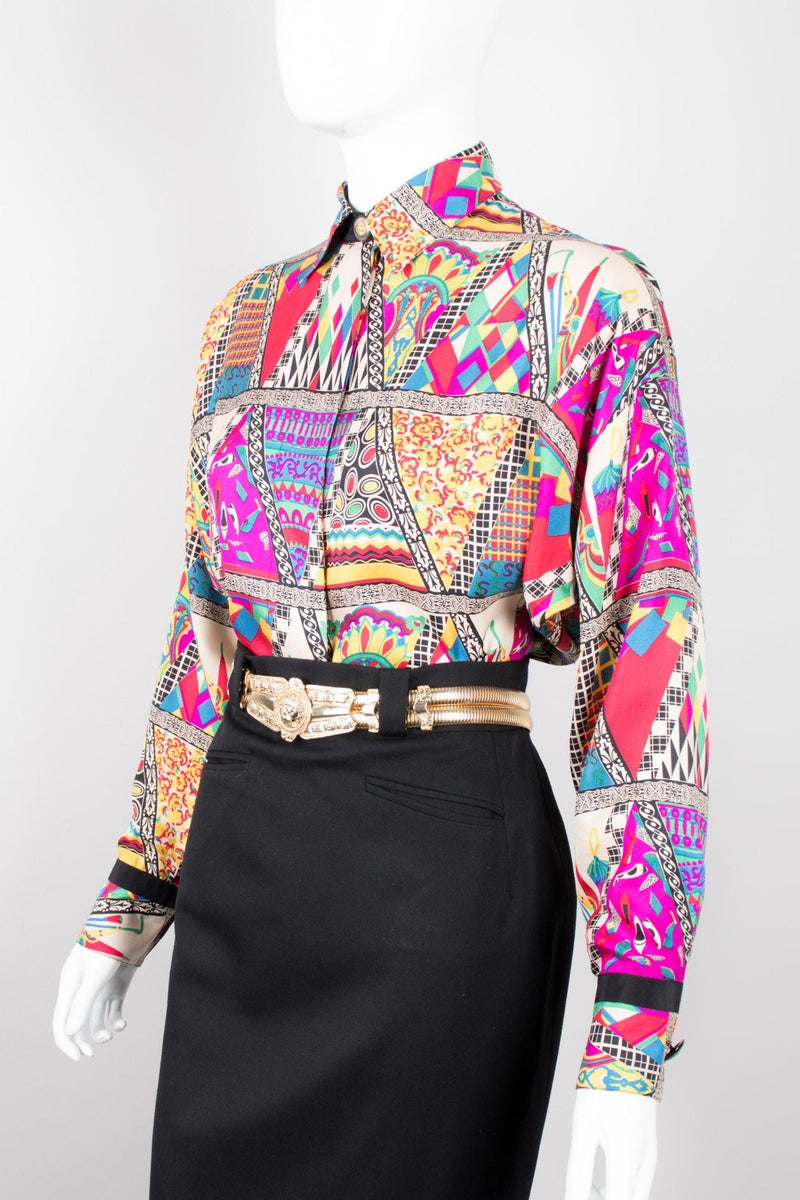 Gianni Versace Mixed Print Silk Shirt