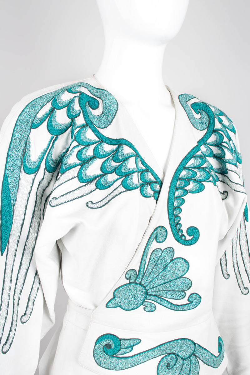 Jean Claude Jitrois Leather Wrap Embroidered Wing Jacket