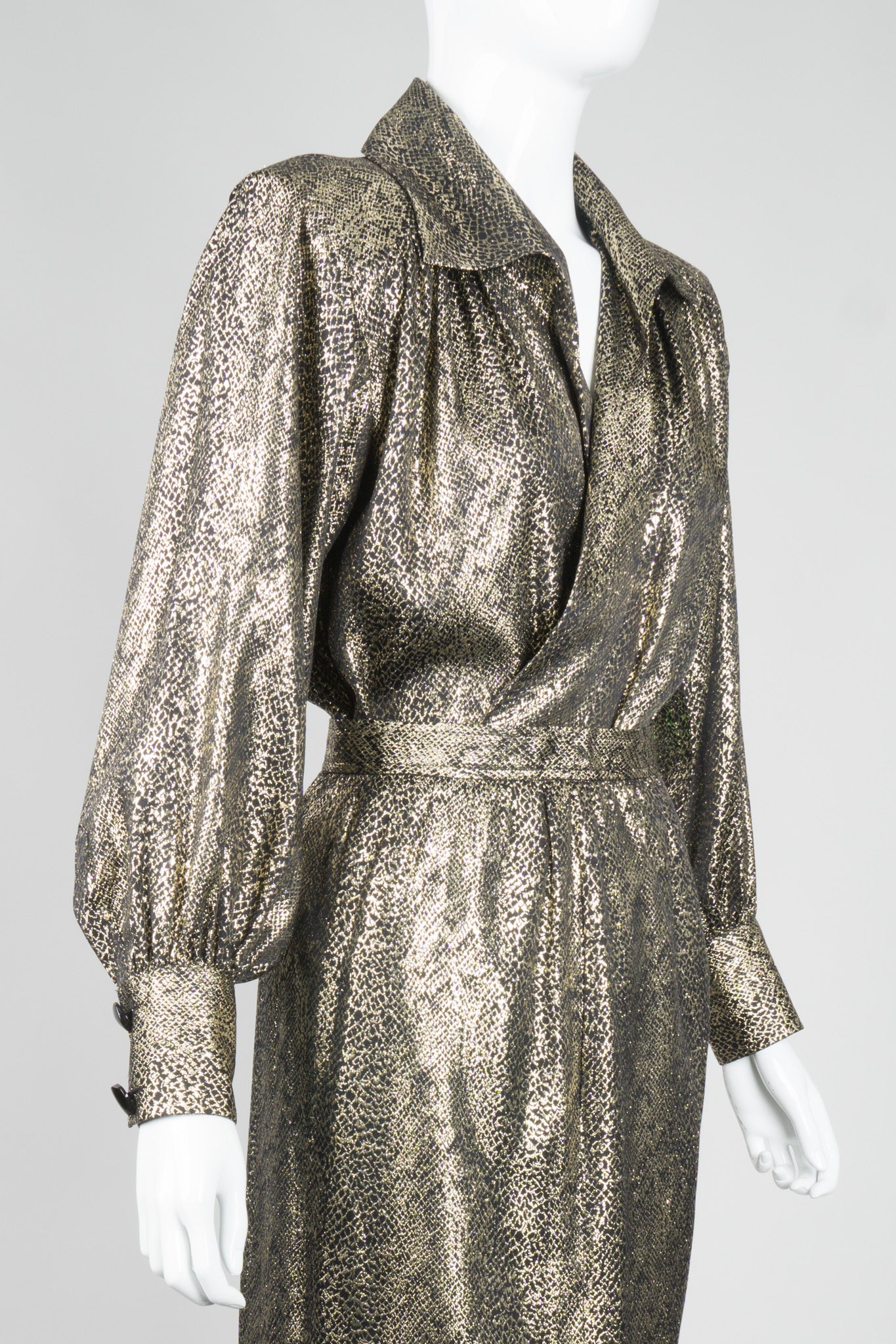 YSL Yves Saint Laurent Disco Snake Print Lamé Blouse & Skirt Set