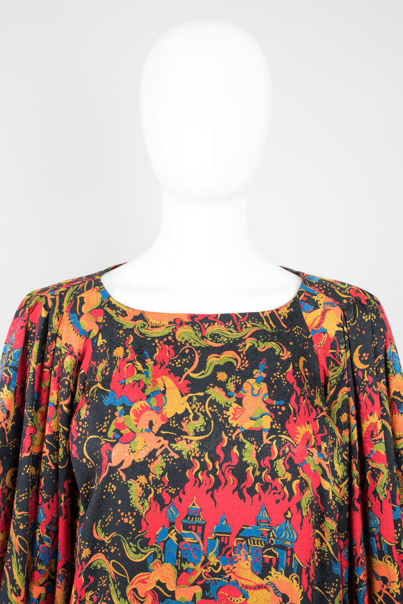 Yves Saint Laurent YSL Silk Mongolian Print Dress